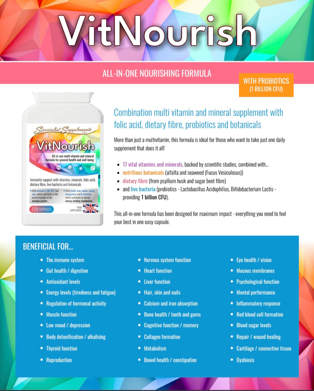 Multivitamin and mineral supplement - 120 capsules