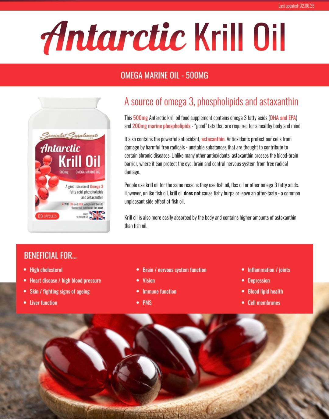 Antarctic Krill Oil - 60 500mg gel capsules