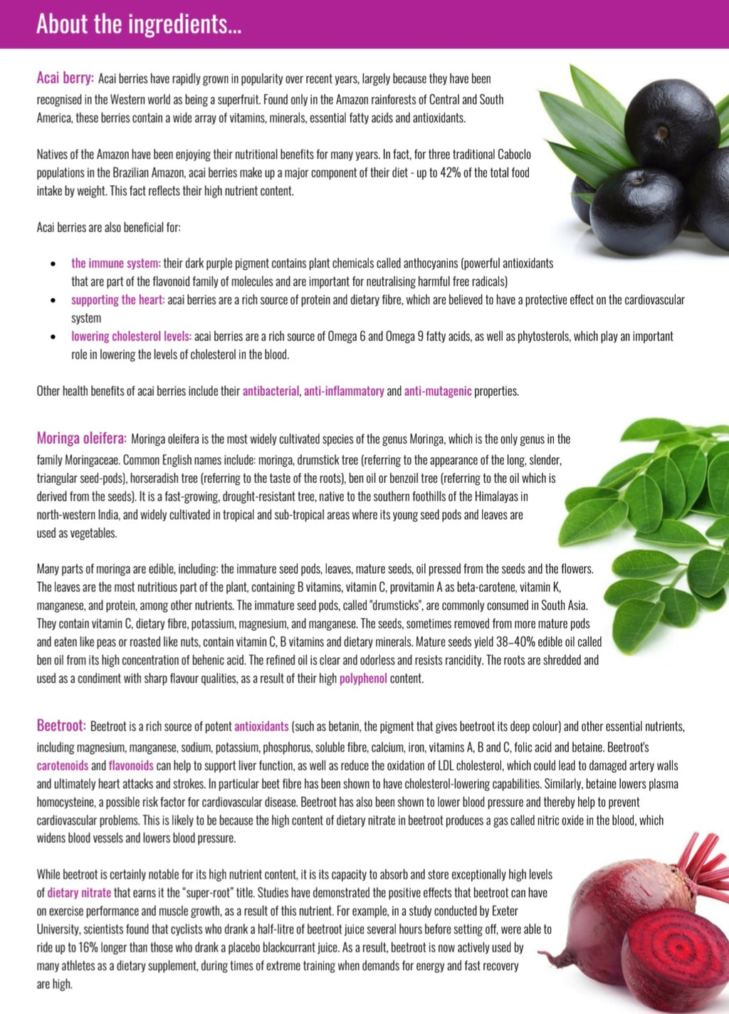 Organic Acai superfood supplement antioxidant and immunity - 100 capsules