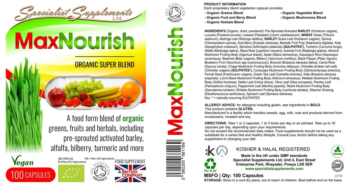 Organic multi-nutrient superfood supplement - 100 capsules