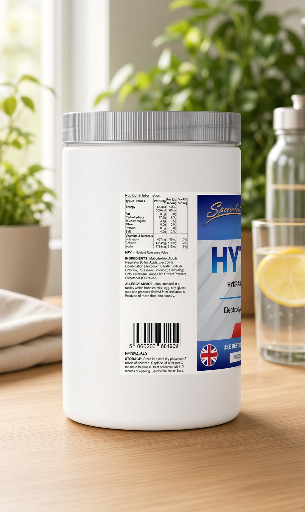 Electrolyte and carbohydrate Berry flavoured hydration drink mix - 540g powder