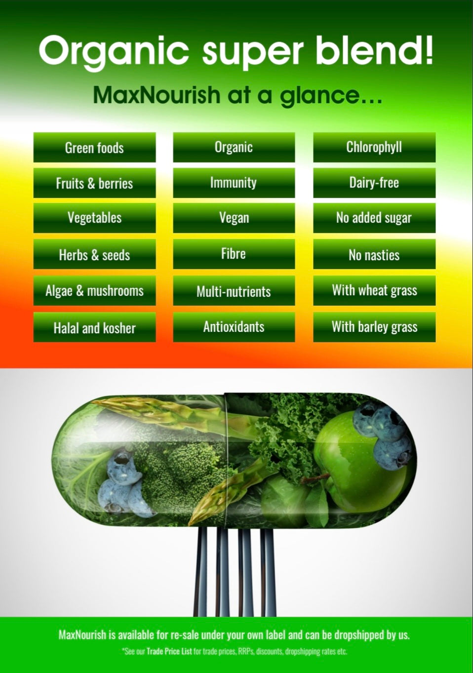 Organic multi-nutrient superfood supplement - 100 capsules