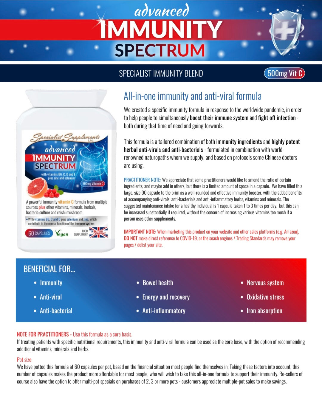 All-in-one advanced immunity for immune system and infection - 60 capsules