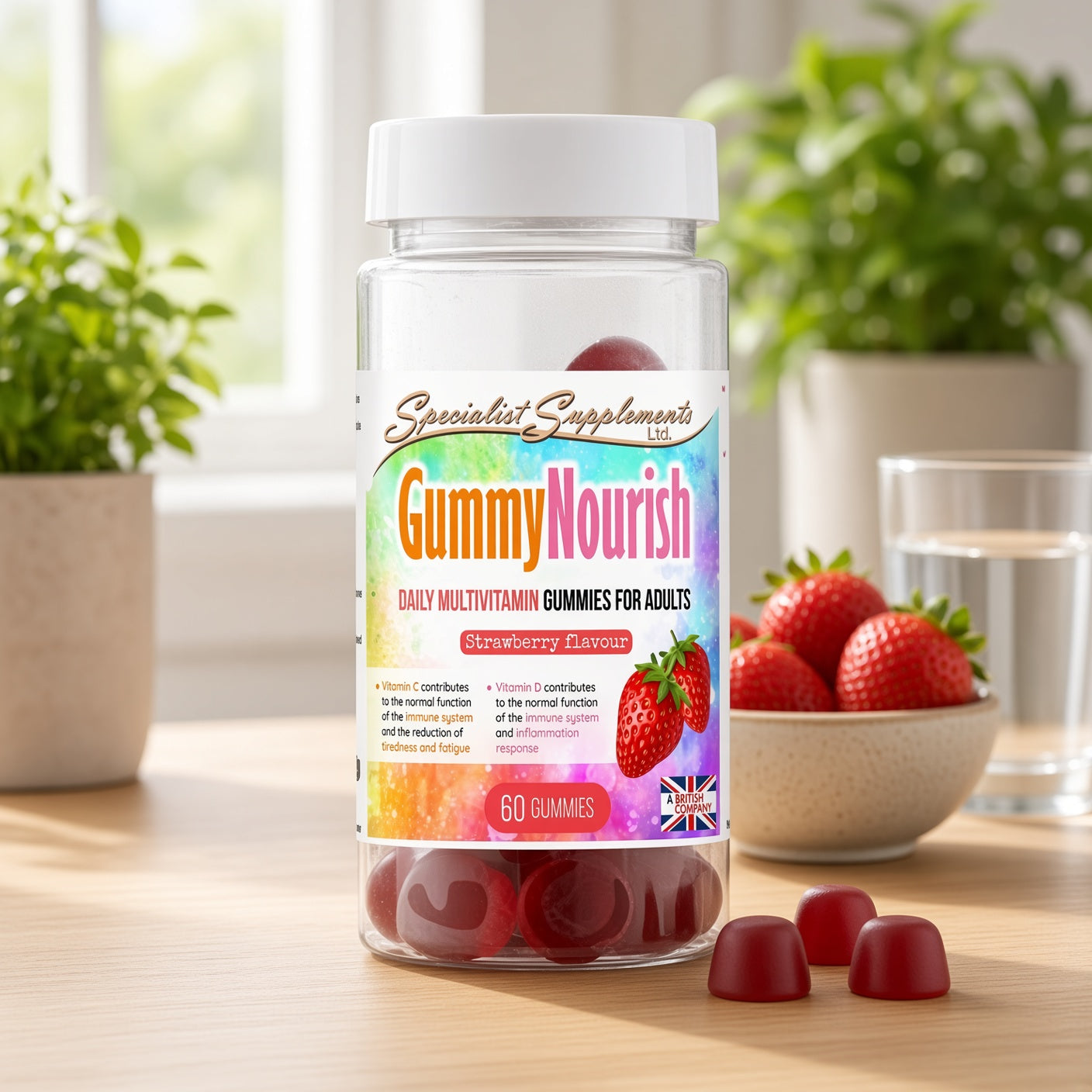 Multivitamin gummies strawberry flavour - 60 gummies