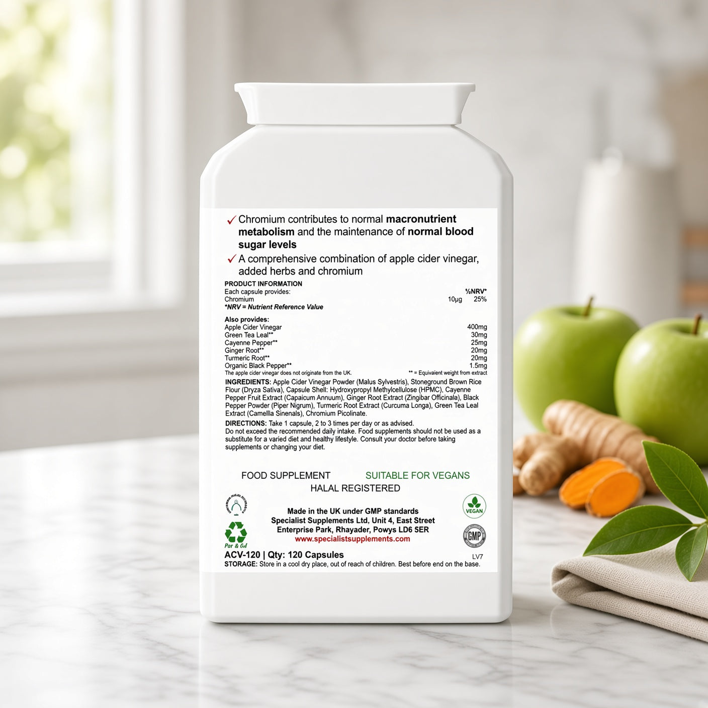 Apple Cider Vinegar for weight loss, digestion and inner cleansing - 120 capsules