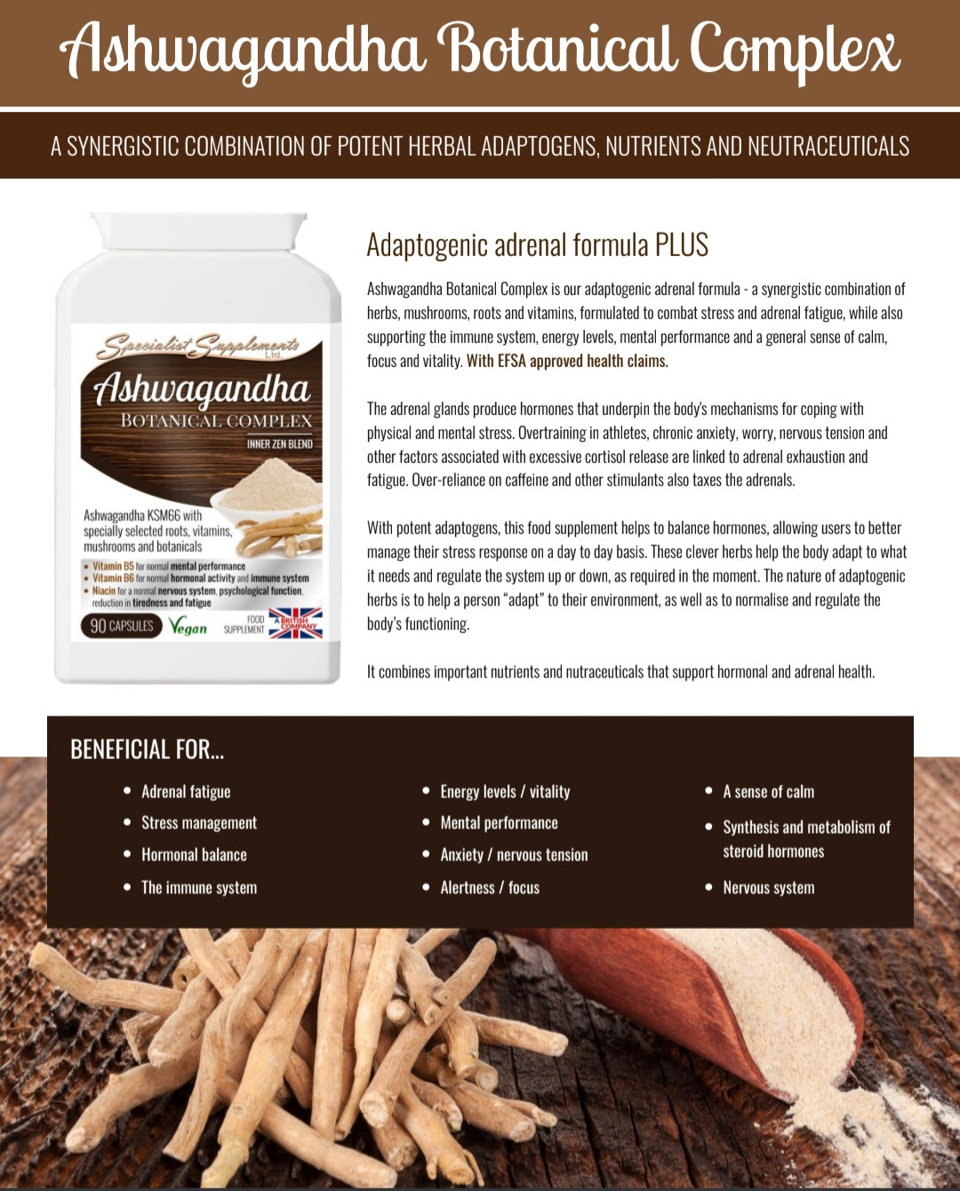 Ashwagandha Botanical for stress, adrenal fatigue and immune system - 90 capsules