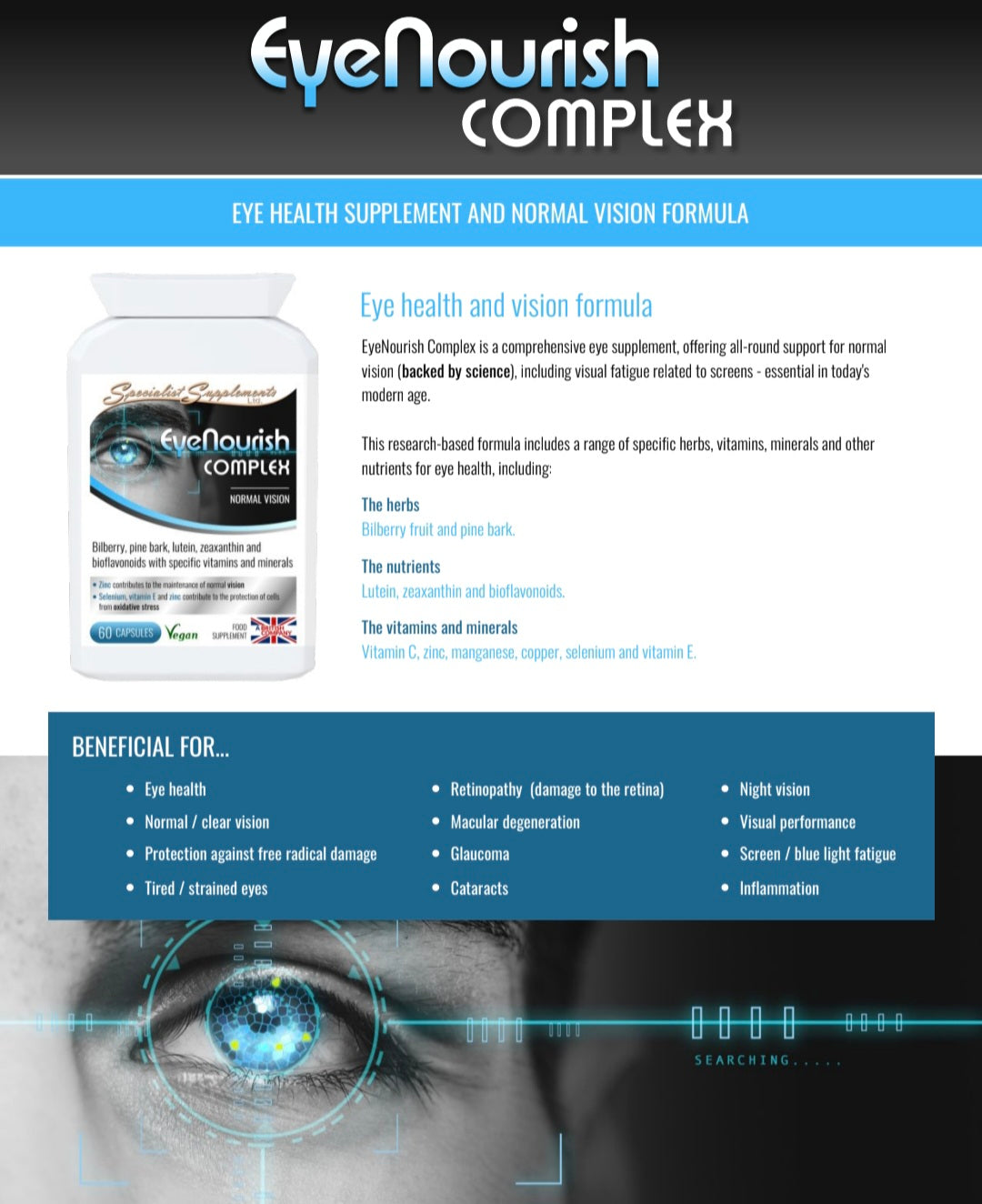 EyeNourish eye health and vision supplement - 60 capsules